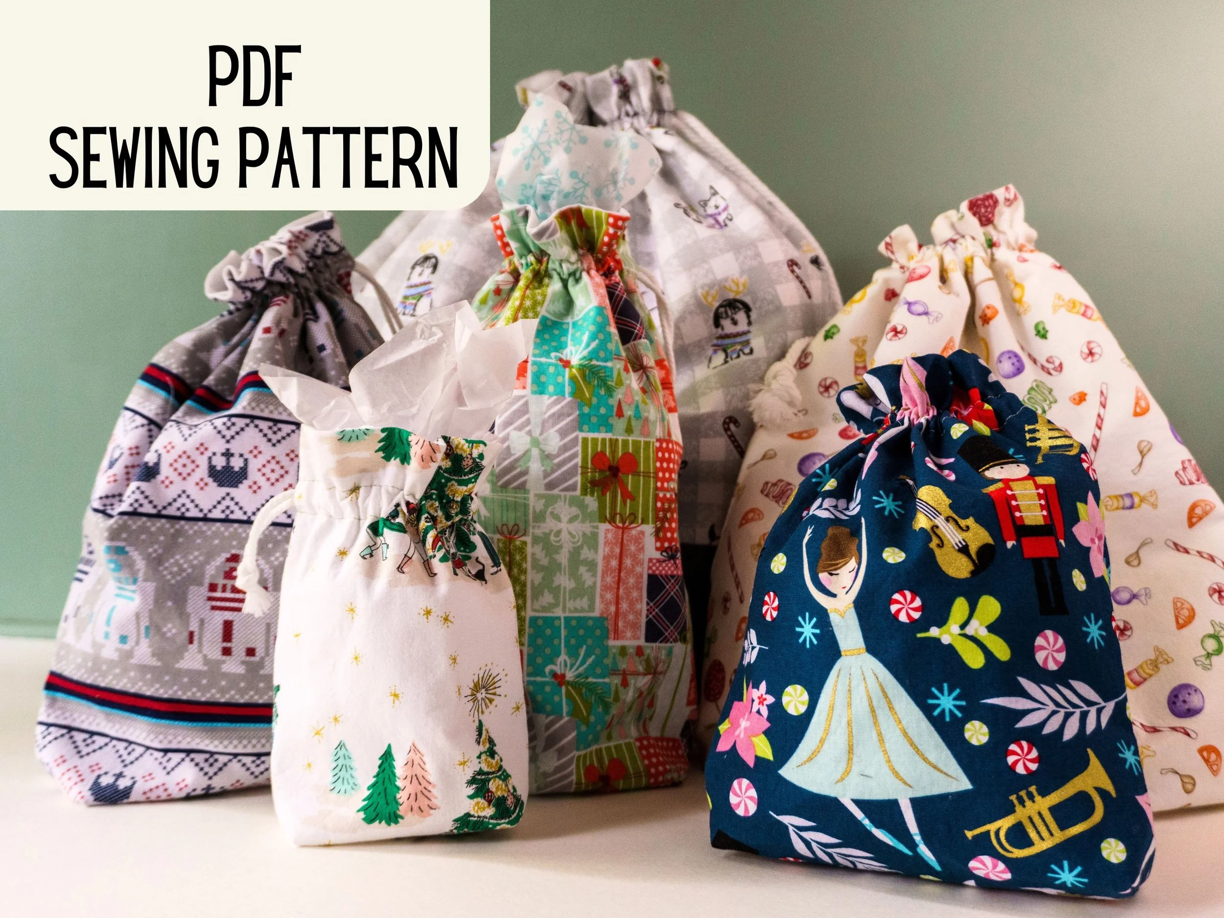 Reusable Gift Bags PDF Sewing Pattern Pin Cut Sew Studio